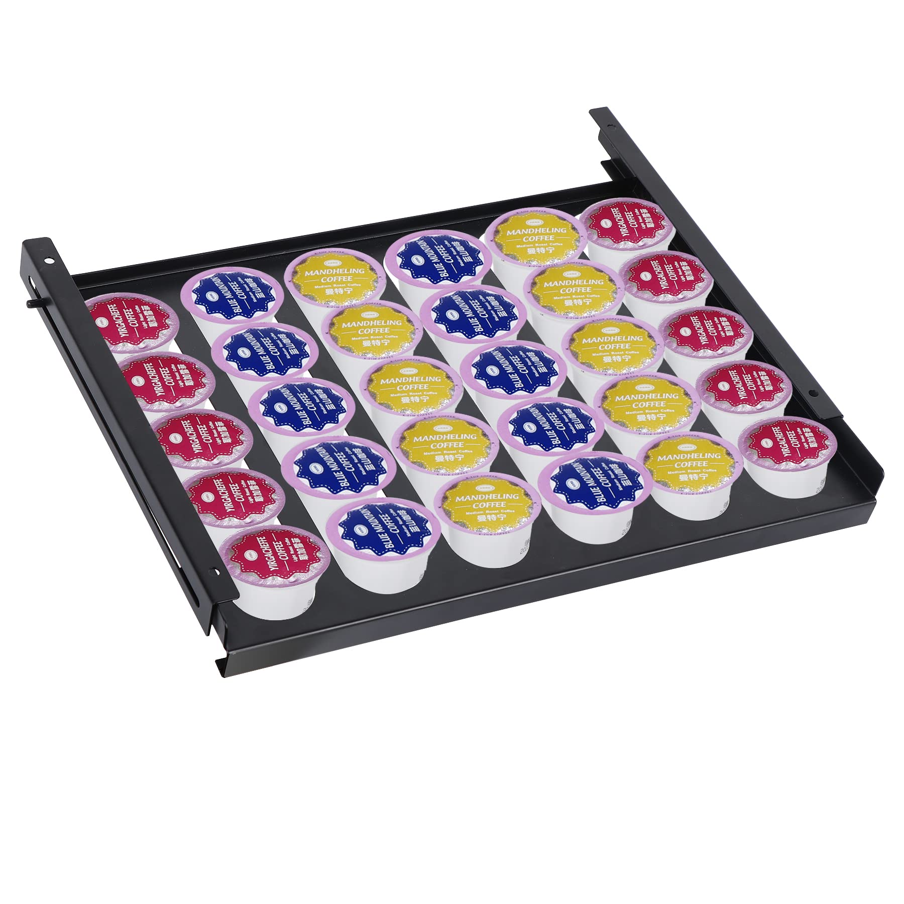 Neorexon K-Cup Holder, Under Cabinet Coffee Holder Compatible with 30 Cup Pods, Under Cabinet Mount Coffee Pod Under Cabinet for Kitchen and Office