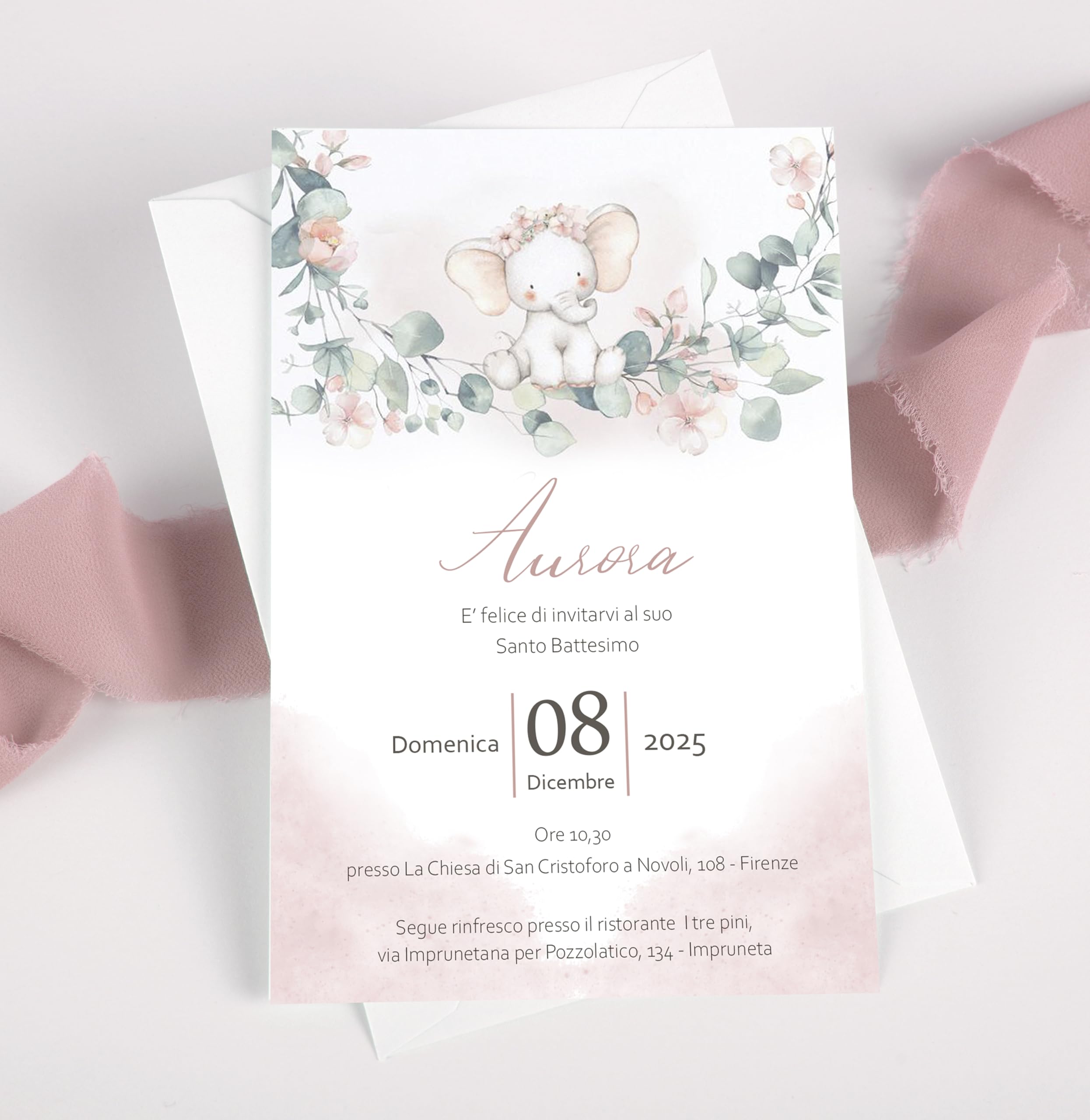 Biglietti Inviti battesimo personalizzati minnie topolina pois rosa - partecipazioni battesimo bimba 10 biglietti 12x18 centimetri
