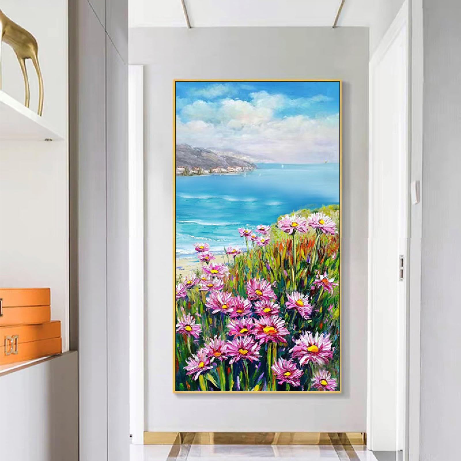 Mer de fleurs peinture de texture de paysage de mer pour salon moderne