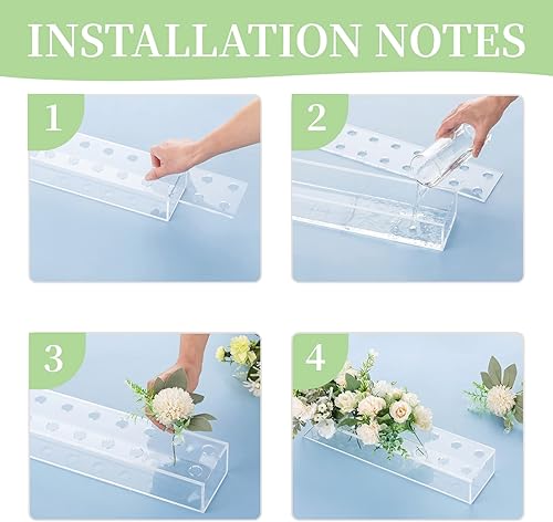 Miniatura 4 de Glasseam Jarrón de acrílico transparente, juego de 2 jarrones rectangulares largos para centros de mesa, jarrones decorativos rectangulares