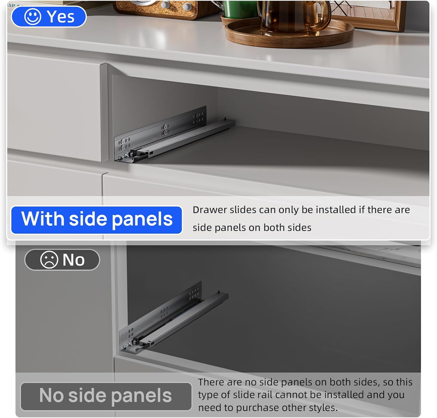 10 12 14 16 18 20 22 24 Inch Bottom Mount Soft Close Drawer Slides Full Extension Concealed Rails Track 100 lb Load Capacity 1 Pair (Soft Close Without Bracket, 14 Inch (350 mm)) - Image 3