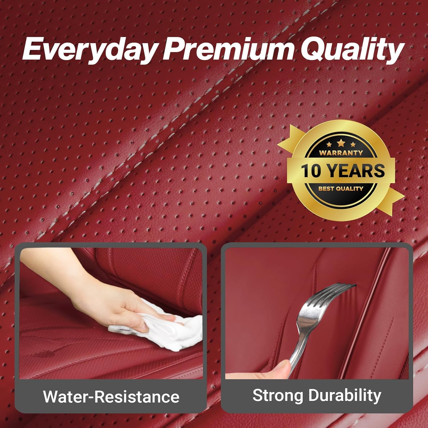 Coverland Custom Car Seat Covers Compatible with 2023-2026 Mazda CX-50 - Premium Leather Non-Slip Memory Foam Waterproof Seat Cover Custom Fit Interior Protector [Front Seat-Wine Red]