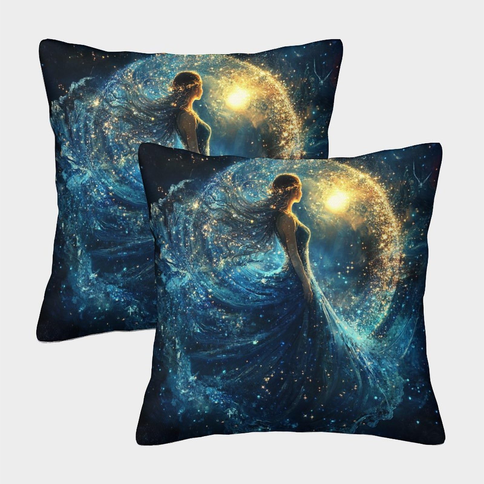 Kaiyun Style-13 2 Pack Winter Solstice Goddess Pillow Case Home Decoration Sofa Universe Glittering Cushion Cover 40X40cm