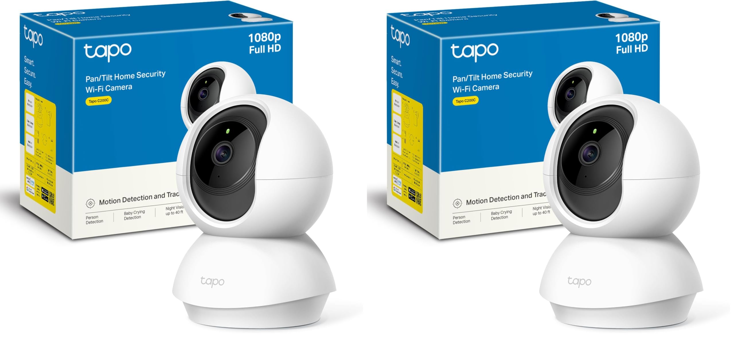 Tapo C200C Telecamera Wi-Fi Interno FHD, Videocamera sorveglianza, Visione Notturna, 360° Visuale, Audio Bidirezionale, Rilevamento di movimento e notifiche, Allarme Acustico e Luminoso Integrato