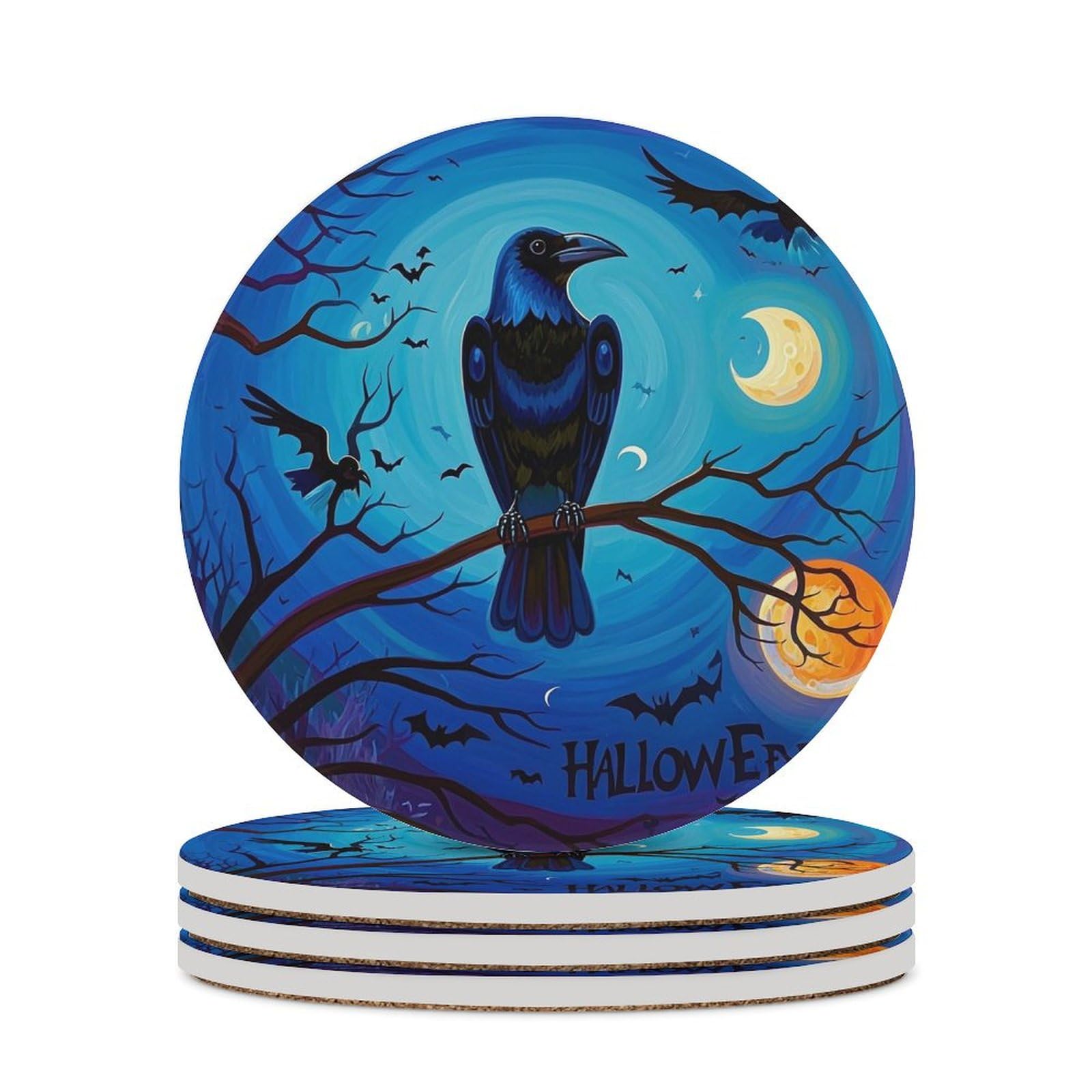 Dessous de verre corbeau bleu pour protéger vos boissons sur la table de salon avec élégance