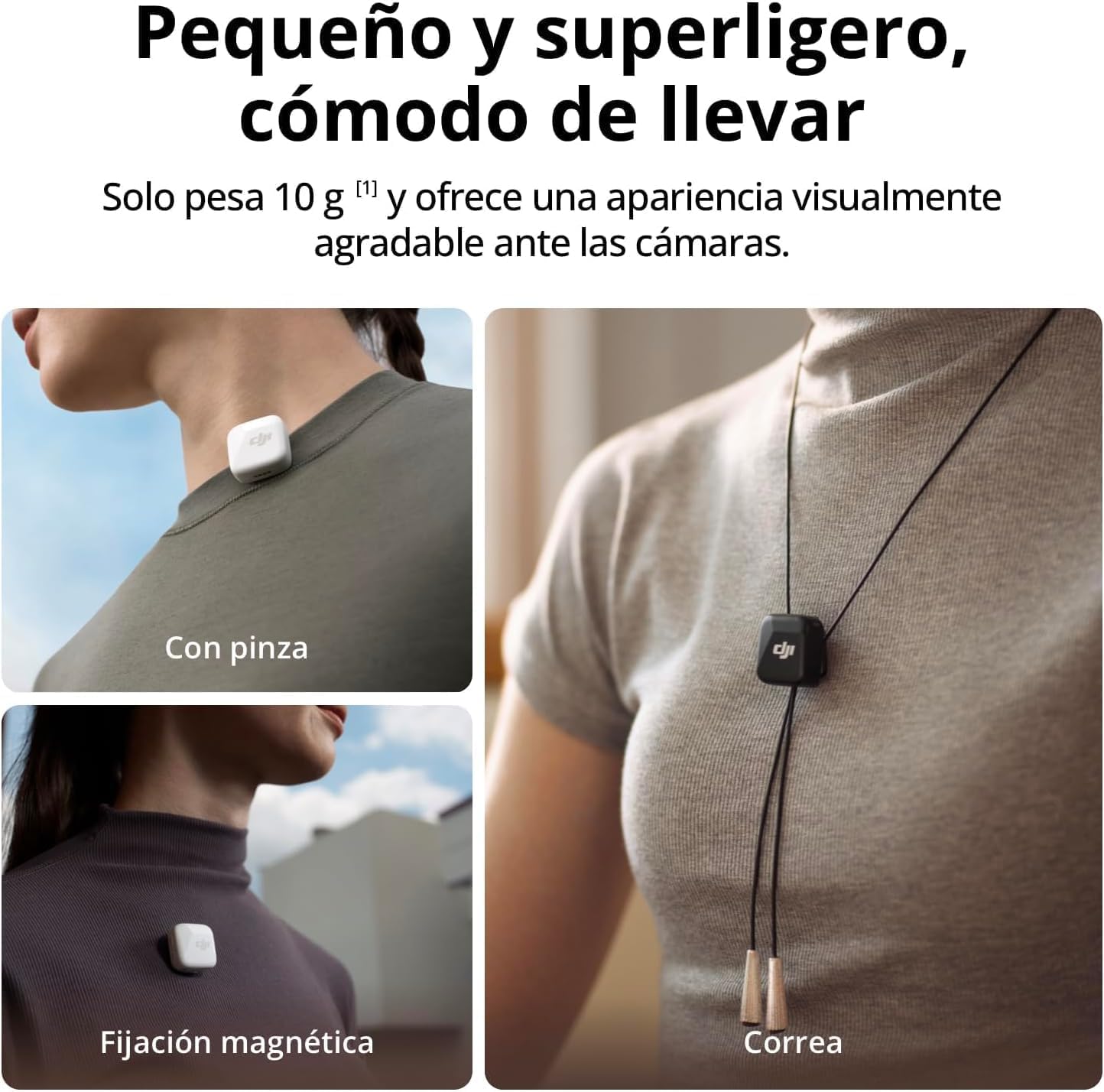 DJI Mic Mini (2 TX + 1 RX + Adaptador Lightning) para iPhone, Android y cámara, Ultraligero, Audio Rico en Detalles, cancelación de Ruido, limitación automática