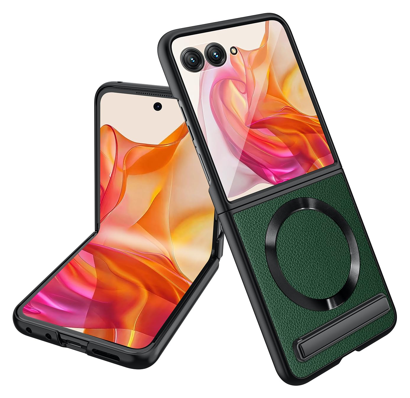 BOUNCEBACK Faux Leather Kickstand Magnetic Charging Support Case/Cover for Motorola Razr 50 Ultra 5g / Motorola Razr 50 Ultra Case Cover - (Green | P.U Leather) (B0DDYDC9F9) Amazon Price History, Amazon Price Tracker