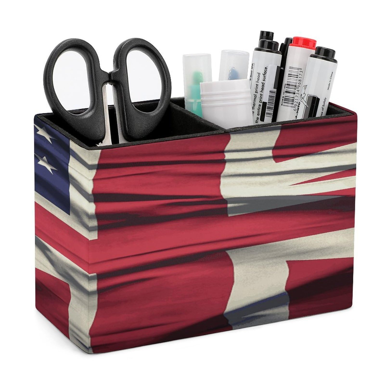 LDGSUPH USA Uk Flag Leather Pen Holder for Desk Organizer Caddy Large Pencil Cup Multi-function Pencil Holder Makeup Brush Holders Pen Organizer for Home Office Storage Box