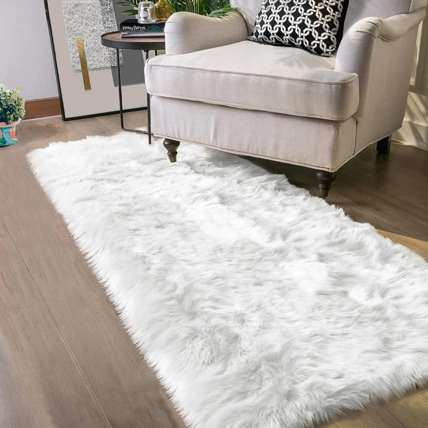 Latepis Runner Rugs for Hallway 2x8 White Sheepskin Rug Faux Fur Rug Fluffy Rug Shag