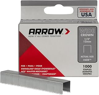 Arrow 60830 Wide Crown Staples for Staple Guns and Staplers, Use for Upholstery, Crafts, General Repairs, 1/2-Inch Leg Length, 1/2-Inch Crown Width, 1000-Pack