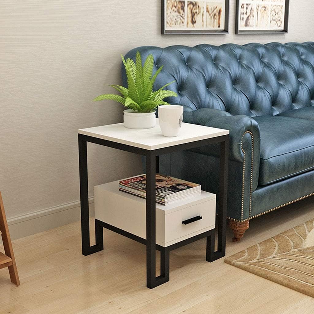 Aany Coffee Table Metal Side Table Simple Double Small Coffee Table Sofa Living Room Storage Rack Bedroom Telephone Table Balcony Garden Leisure Side Table (Color : Black, Size : B) : Home & Kitchen