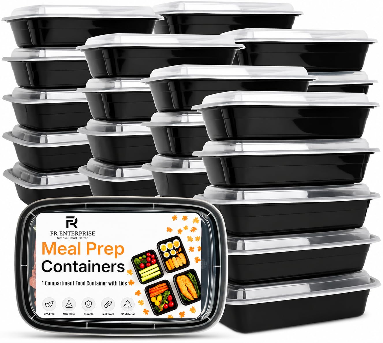 25 Pack 58oz (1720ml) Reusable Meal Prep Containers - BPA-Free, Leak-Proof, Microwave & Dishwasher Safe Stackable Bento Boxes with Lids – Ideal for Lunch, Dinner, Portion Control, and Food Storage