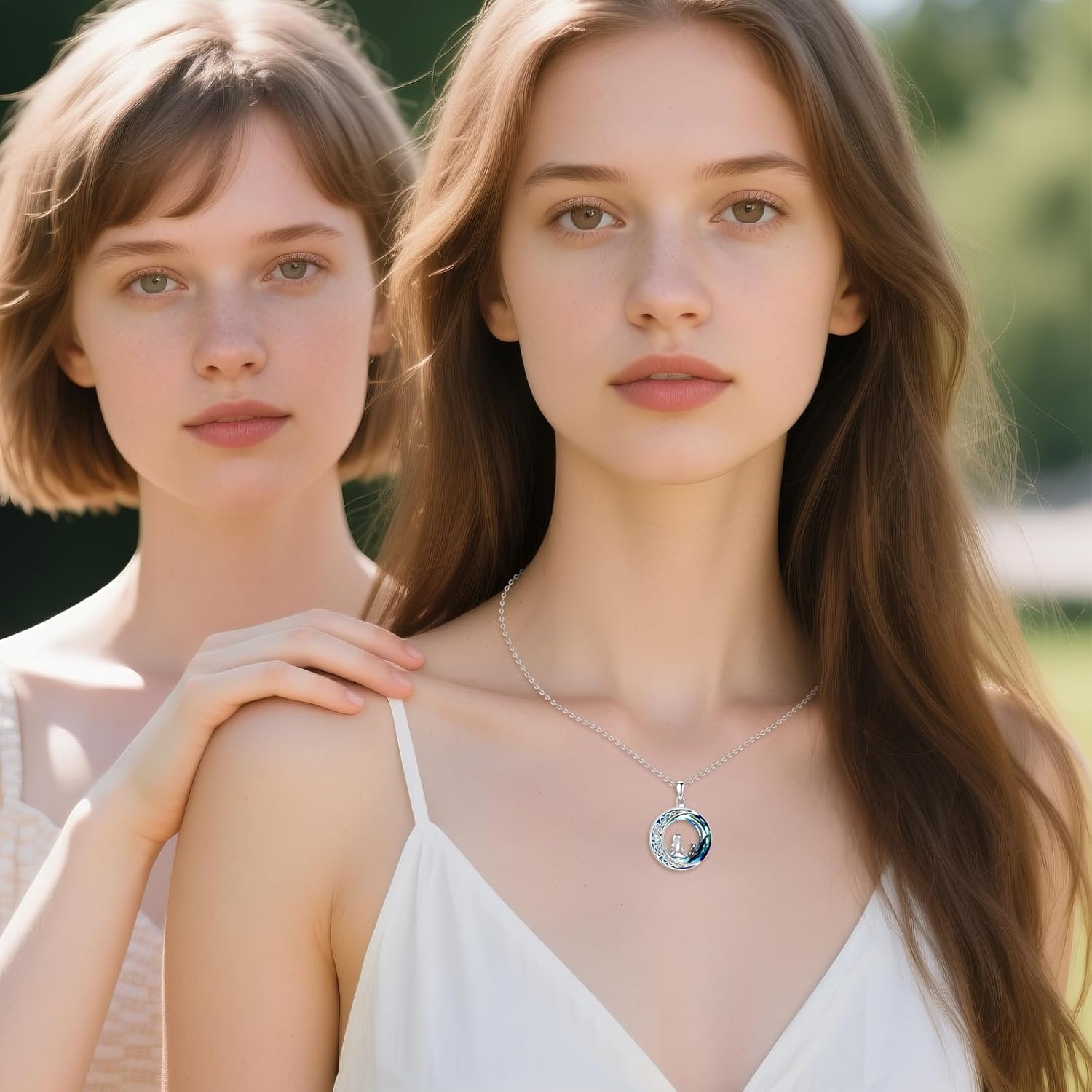 Cat Necklace Sterling Silver Cat on the Moon Pendant Cute Animal Jewelry Gifts for Women Cat Lovers - Image 5