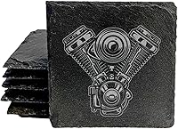 Vista 19 de Prepara tu decoración: posavasos únicos para motocicleta en pizarra natural, pizarra cuadrada, juego de 5