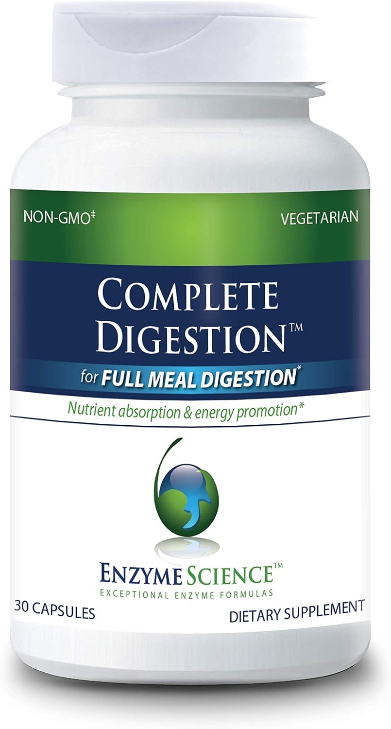 Enzyme Science™ Complete Digestion™, 30 Capsules – Full Support for Digestive Health – for Occasional Gas, Bloating, and Indigestion – Probiotic for Men and Women – Digestive Enzyme Supplement