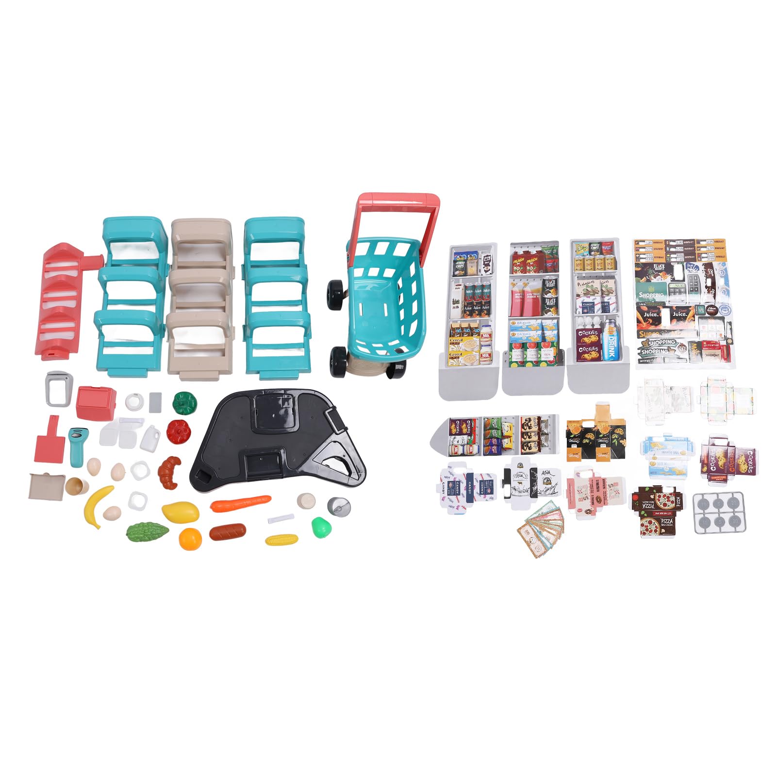 Set da Supermercato per Bambini con Effetti Sonori e Luminosi Realistici per Giochi Fantasiosi con Giocattoli del Carrello della Spesa per Ragazzi e Ragazze, Realizzati in ABS