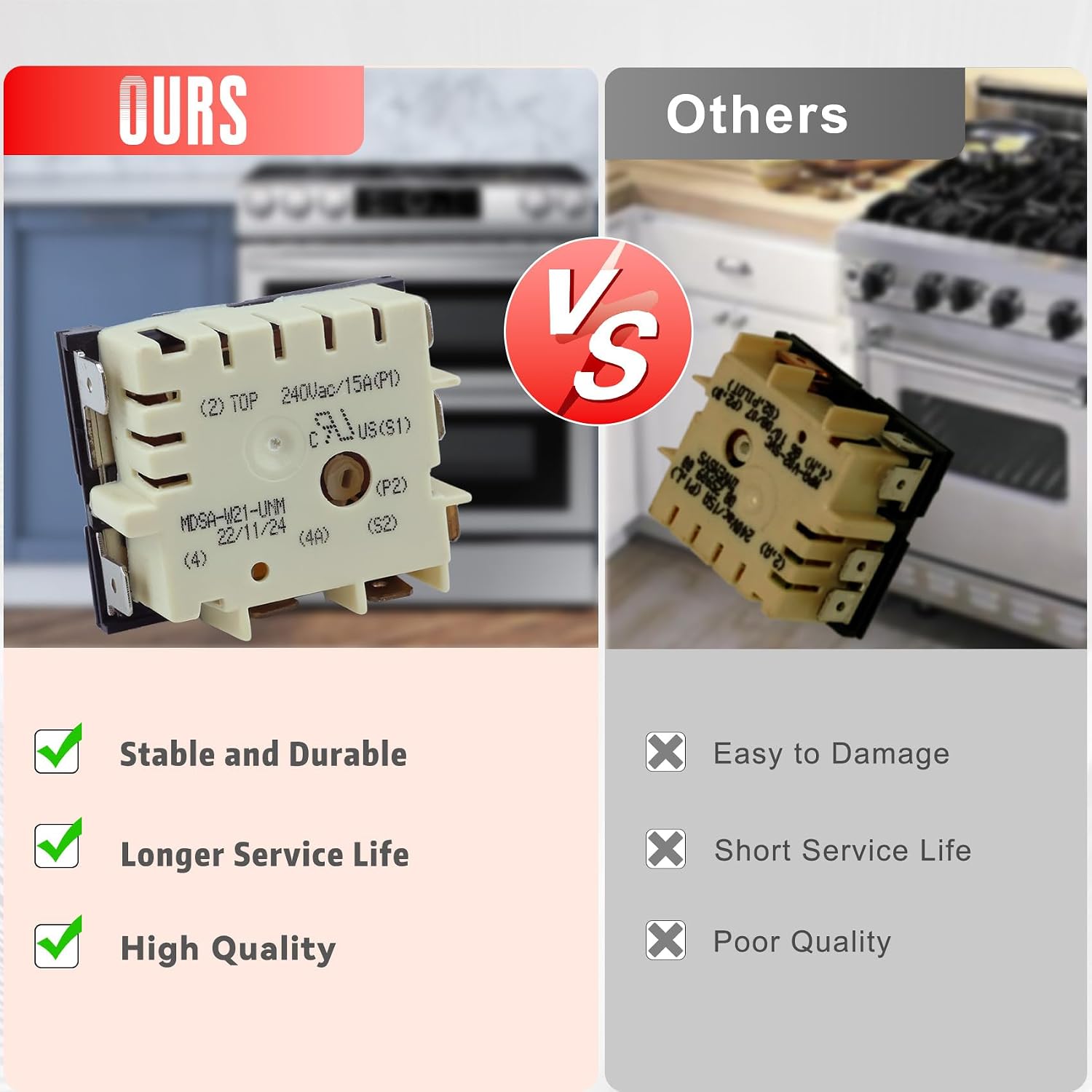 DG44-01002A Dual Infinite Stove Control Switch Replace for AP4337066, 2087510, MDSA-W21-SKM, MDSA-W888-UNM Compatible with Some Models Within The for Samsung FCQ3, FE71, FER3, FTQ3, and NE59 Series