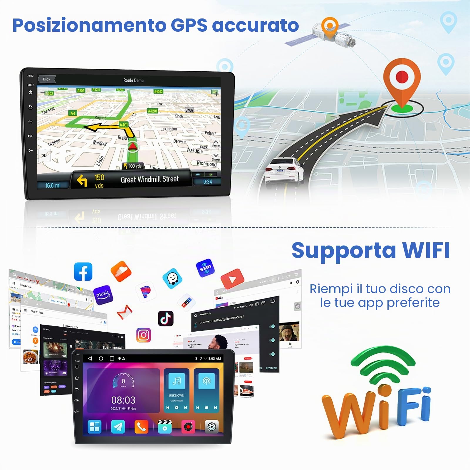 Inefala 2G+64G Android Autoradio per Fiat Bravo 2008-2013, 9" Touchscreen Stereo Auto Bluetooth con Wireless Carplay & Android Auto GPS/WiFi/RDS/FM Mic Retrocamera