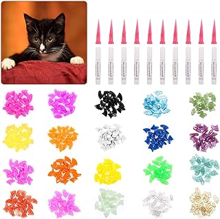 DSSY 400 Pieces Cat Nail Caps, Soft Pet Cat Claw Caps 20 Color Cat Claw Nail Cover with Adhesive Glue for Pet Cats,Medium Size