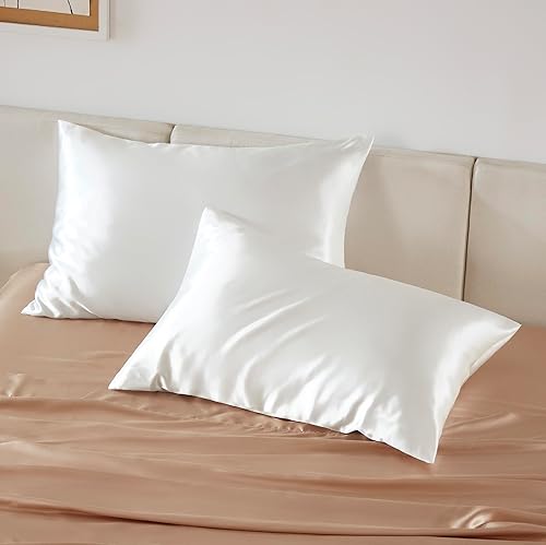 Miniatura 7 de Bedsure - Funda de almohada de satén con cierre de cremallera, similar a fundas de almohada de seda, 2 unidades, tamaño queen (51 x 76 cm), juego de