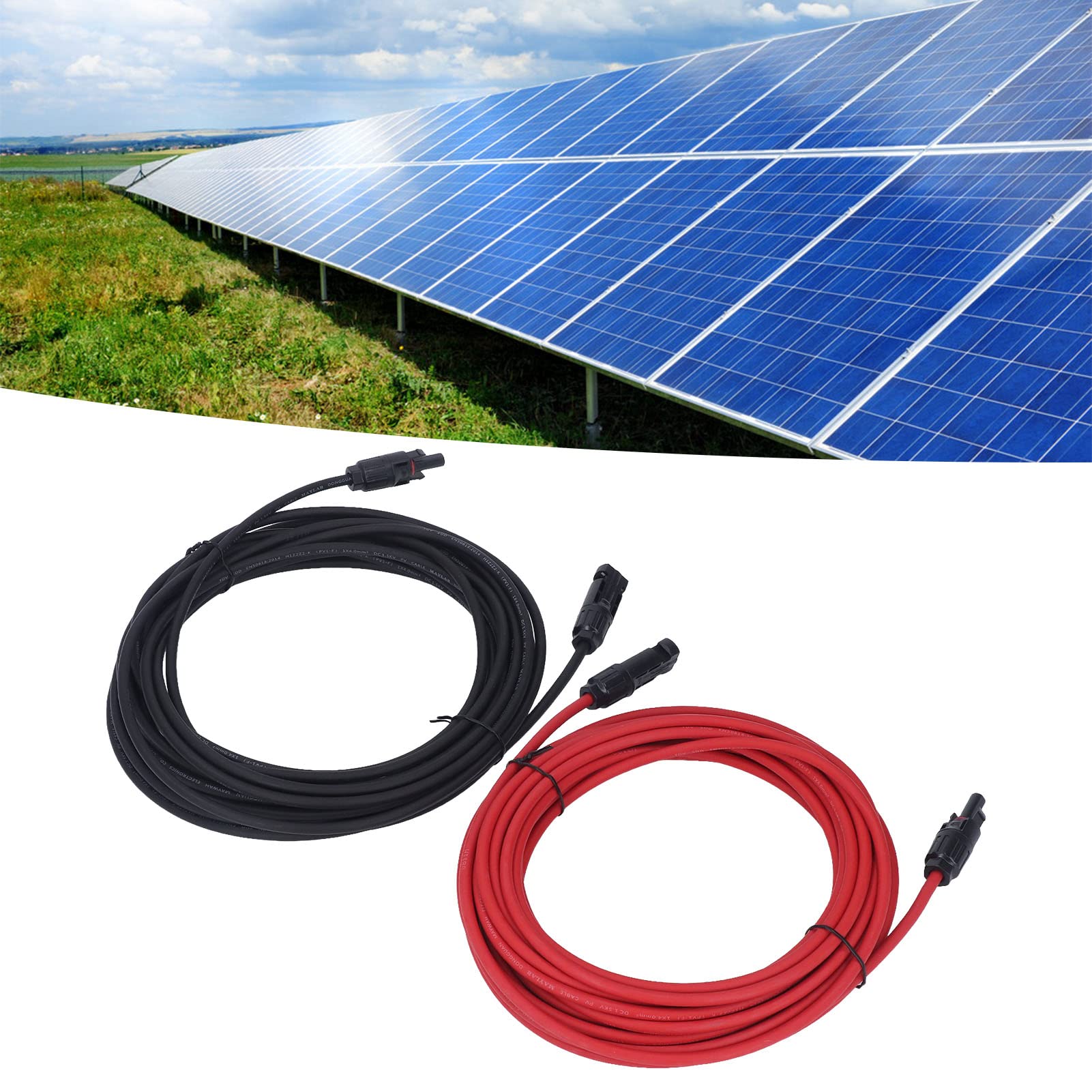 Cavo di prolunga per pannello solare 2 pezzi 12 AWG 4 mm², cavo di prolunga adattatore solare con connettore femmina maschio, cavo per pannello solare ignifugo IP68 per ambienti (10 m/32,8 piedi)