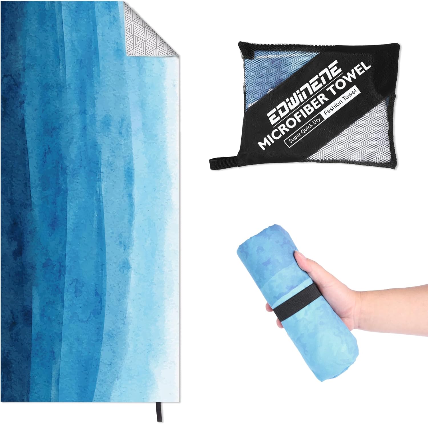 EDWINENE Microfiber Beach Towel, 71"x32" Oversized Quick