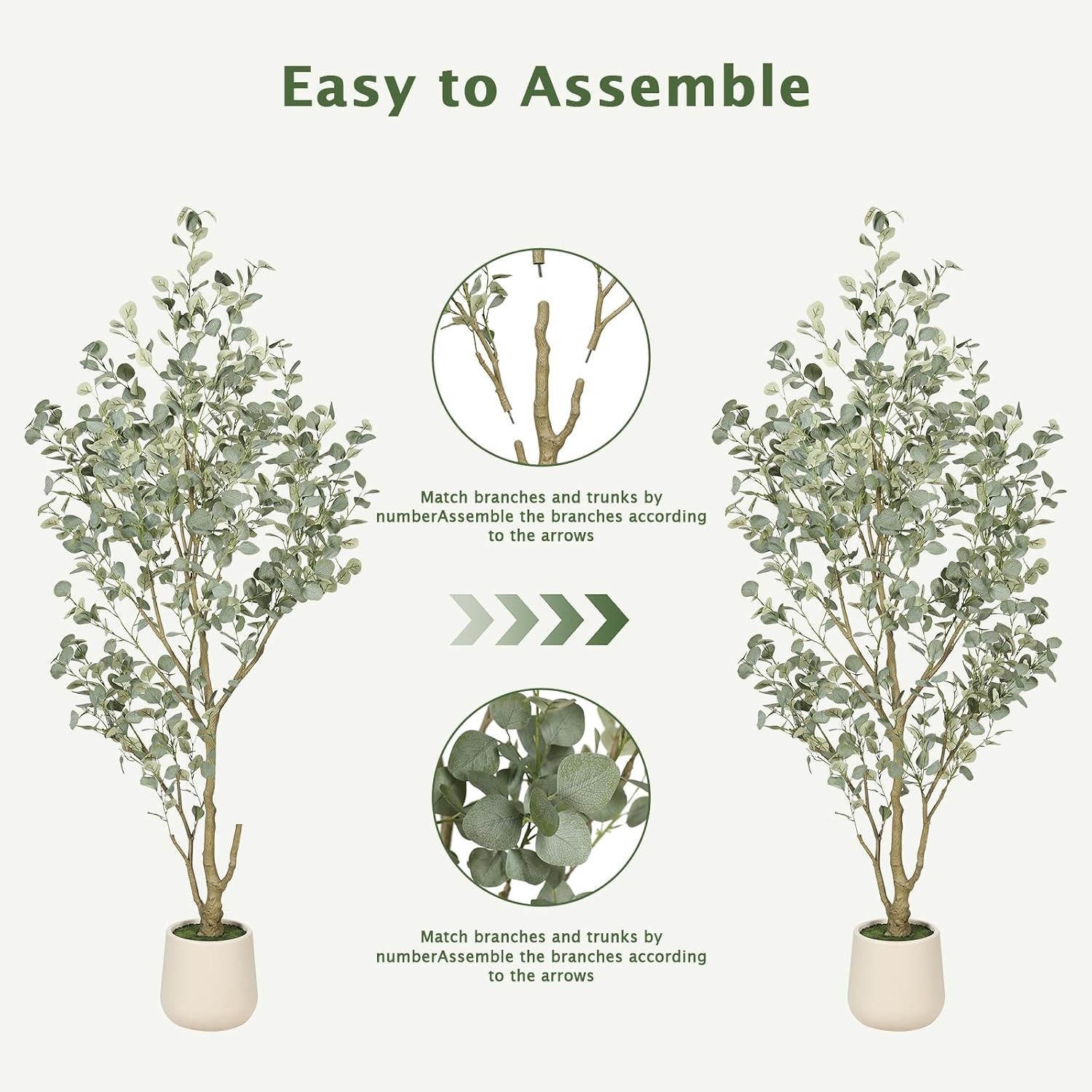 7FT Faux Eucalyptus Tree with White Exquisite Planter | Eucalyptus Trees Artificial Indoor with Silver Dollar Leaves, Natural Trunk - Tall Faux Plants for Home Office Entryway Decor