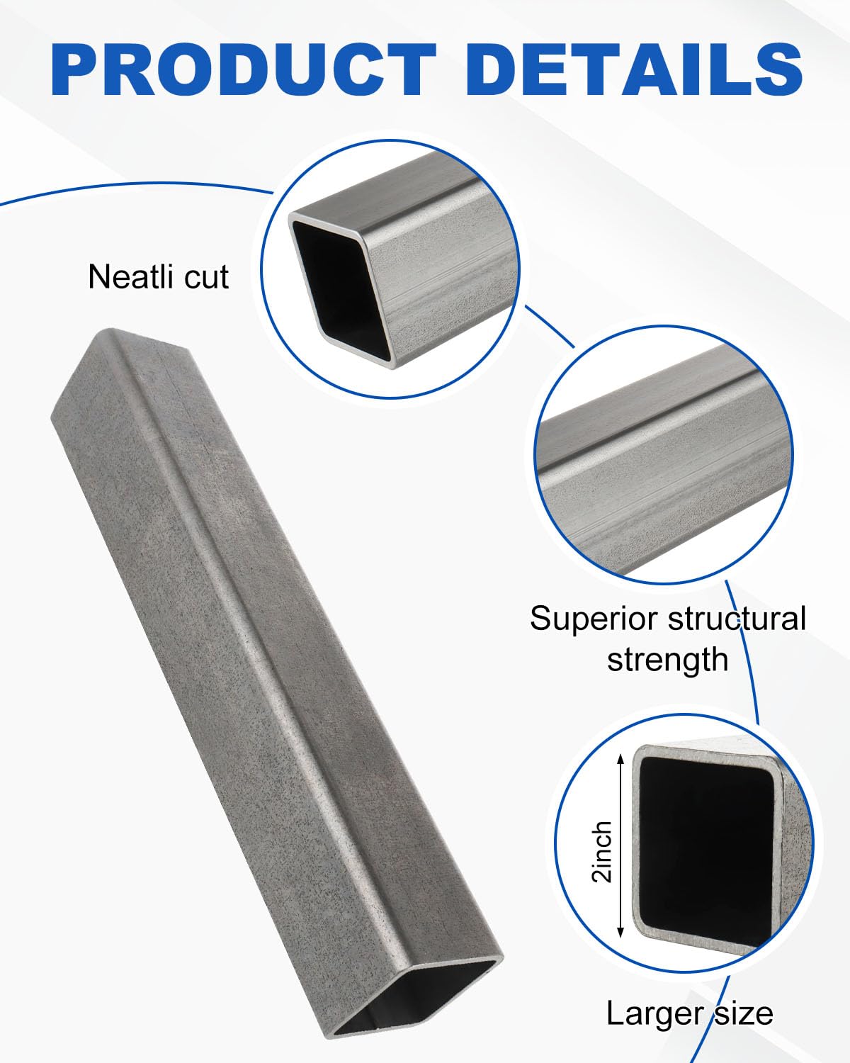 A36 Steel Square Tubing - 12" Length -4