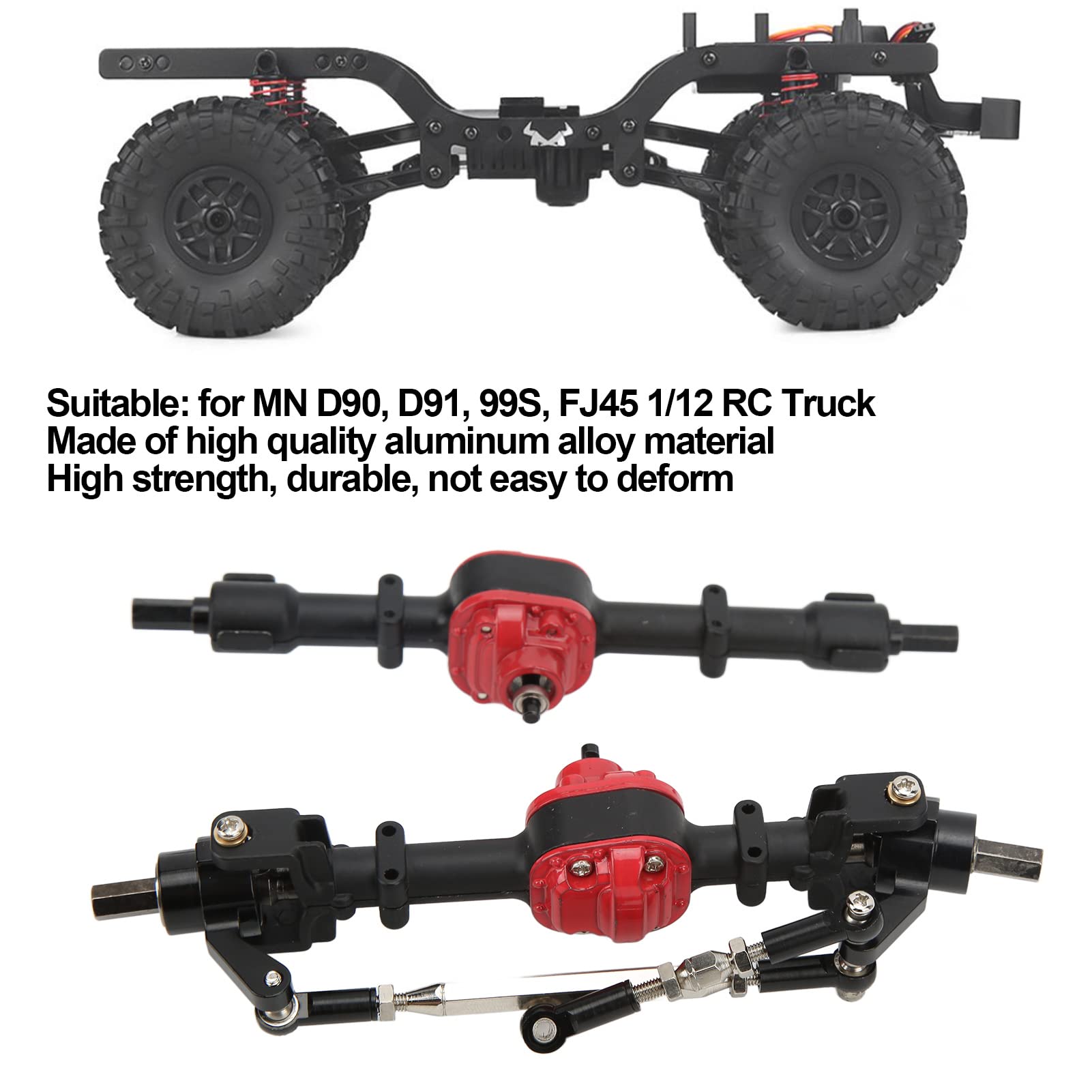 Essieux Pont Et Engrenages Métal Pour Voiture RC 1/12 – Compatible MN D90, D91, D96, FJ45 – Noir - 11