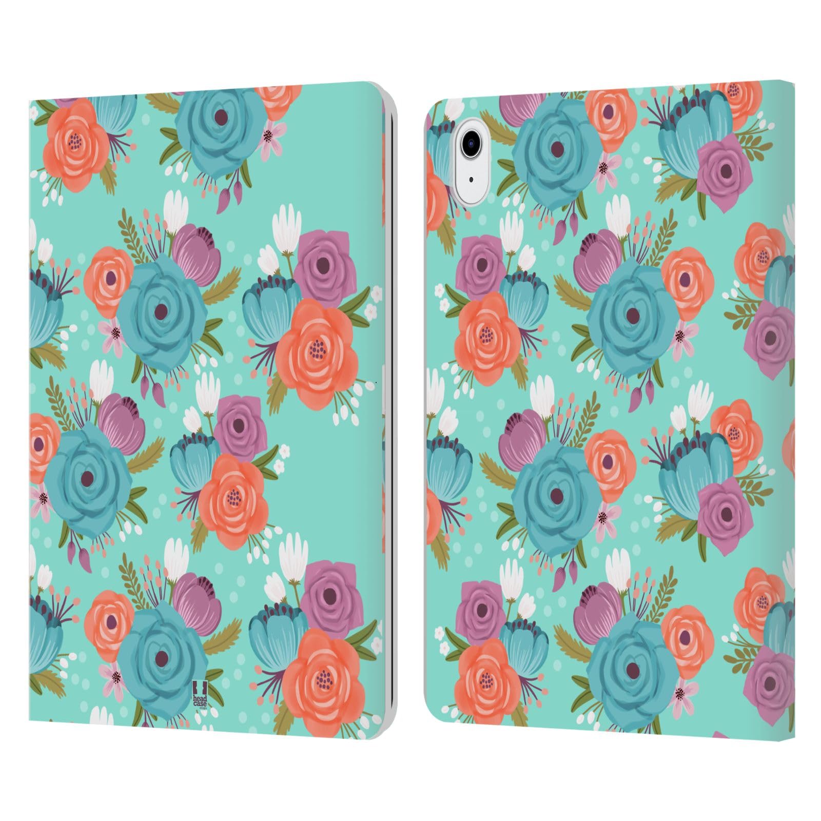 Carcasa de cuero tipo libro iPad Air 2022 protectora azul floral 7