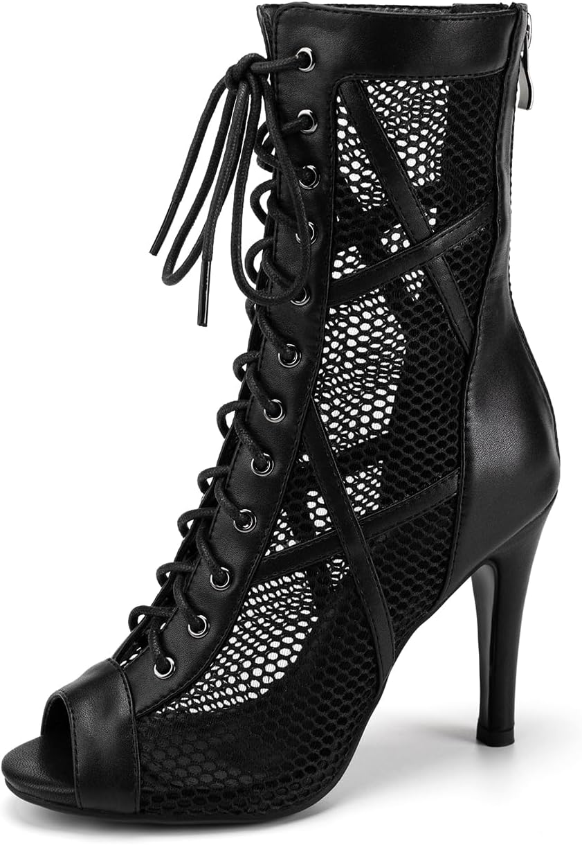 DKZSYIM Women Dance Boots - Open Toe Comfort