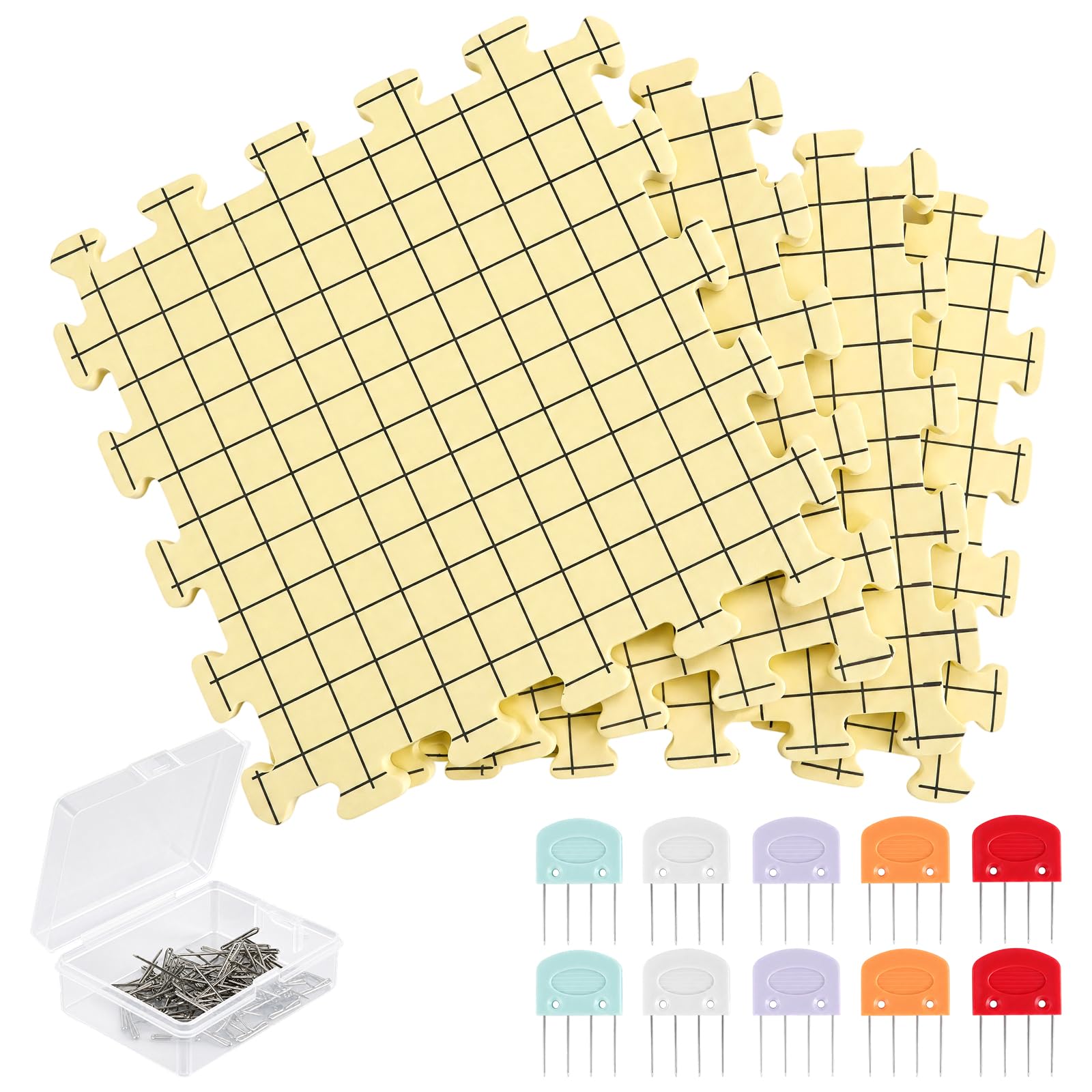 4PCS Blocking Mats for Crochet and Knitting with 50 T-Pins&10 Blocking Pins