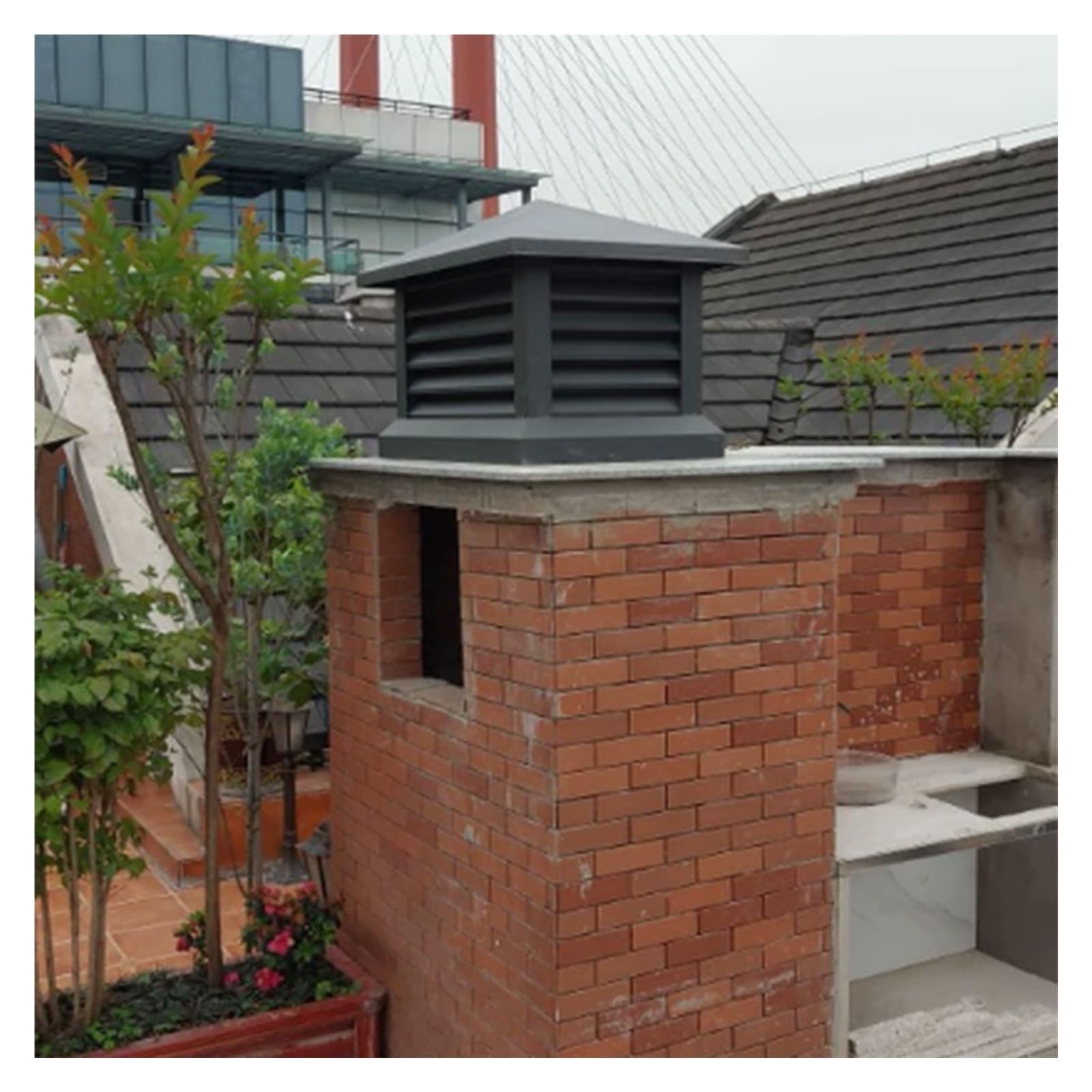 Villa Sombrero de Chimenea de Aleación de Aluminio, Sombrerete Chimenea Adecuado para Viviendas Residenciales, Chalés y Tejados de Cocinas(40x40cm/15.75x15.75in)