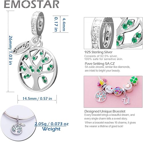Miniatura 2 de Juego de dijes de Navidad para pulseras de Navidad Pandora, dijes de árbol festivo y árbol familiar de la vida, juego de joyas en plata de ley 925,