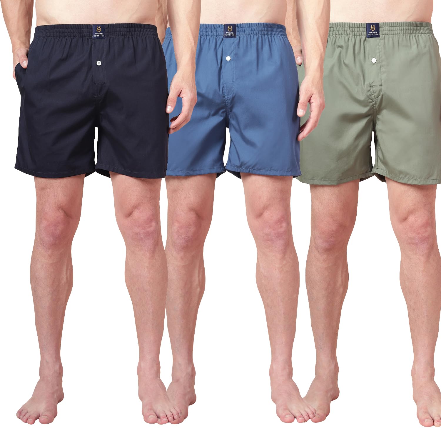 urban scottish Men’s 100% Cotton Solid Boxers Shorts with Side Pockets (Pack of 3)-picture-17