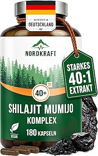 Shilajit Kapseln für Männer – Hochdosiert: 52.000 mg pro Tagesdosis (40:1 Extrakt) Himalaya Shilajit 180 vegane Kapseln mit Zink, Bor, Piperin, Vitamin C, B5 & B12, laborgeprüft, Made in EU