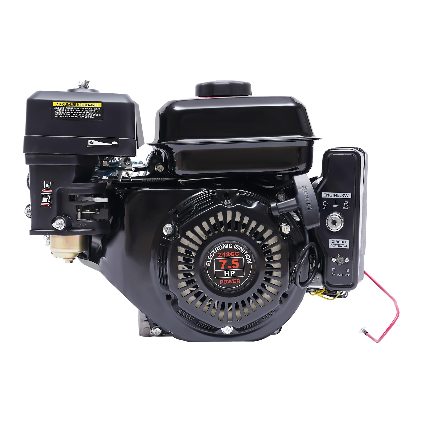Motore a benzina da 7,5 ps, motore a quattro tempi con avviamento elettrico, avviamento a fune da 210 cc, generatore verticale, adatto per kart, compressori, escavatori e generatori.