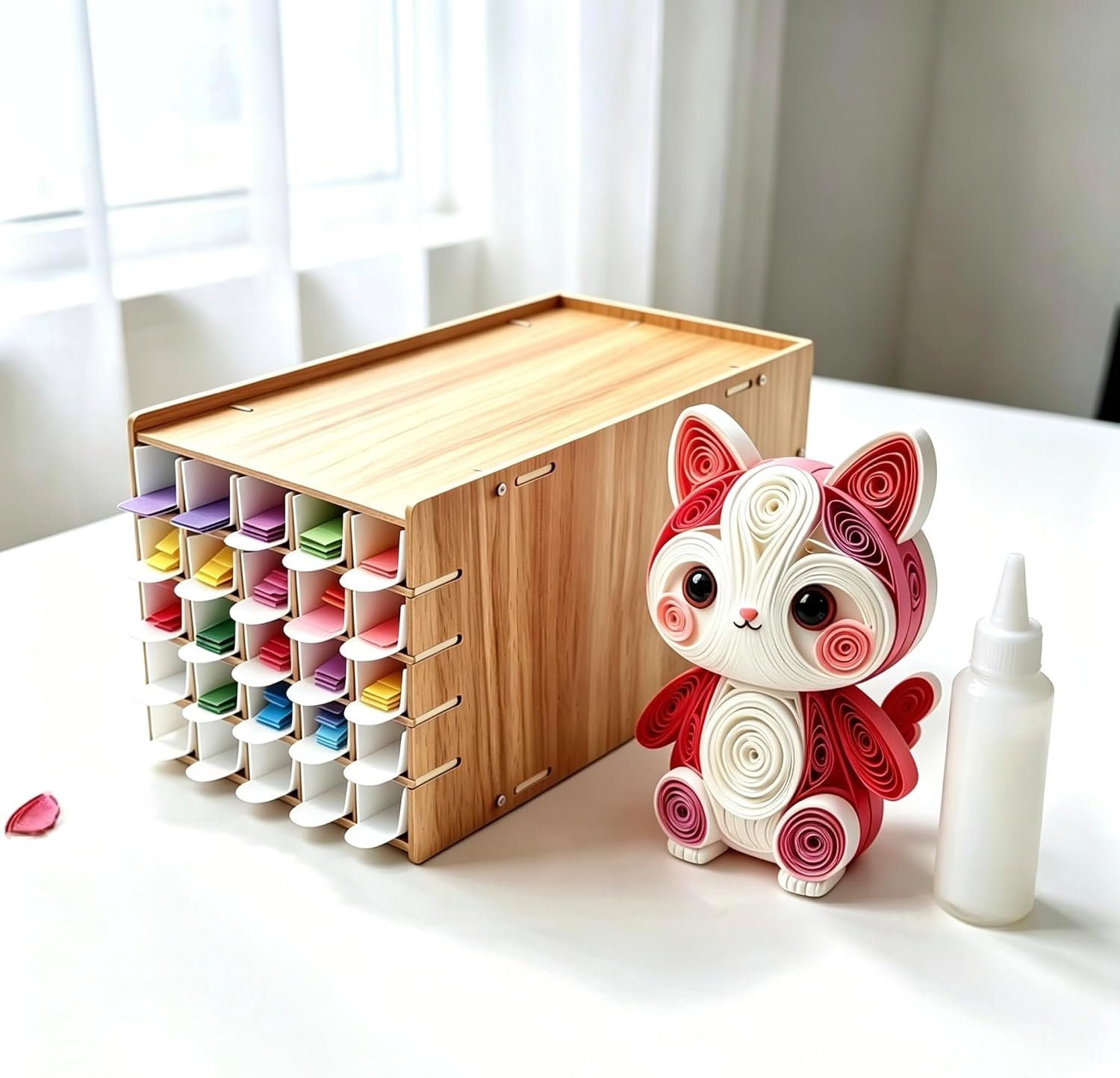 HHCLBYFA Quilling Paper Strip Organizer, 25-Slots Storage Holder for 2/3/5/7/10mm Quilling Paper Strip