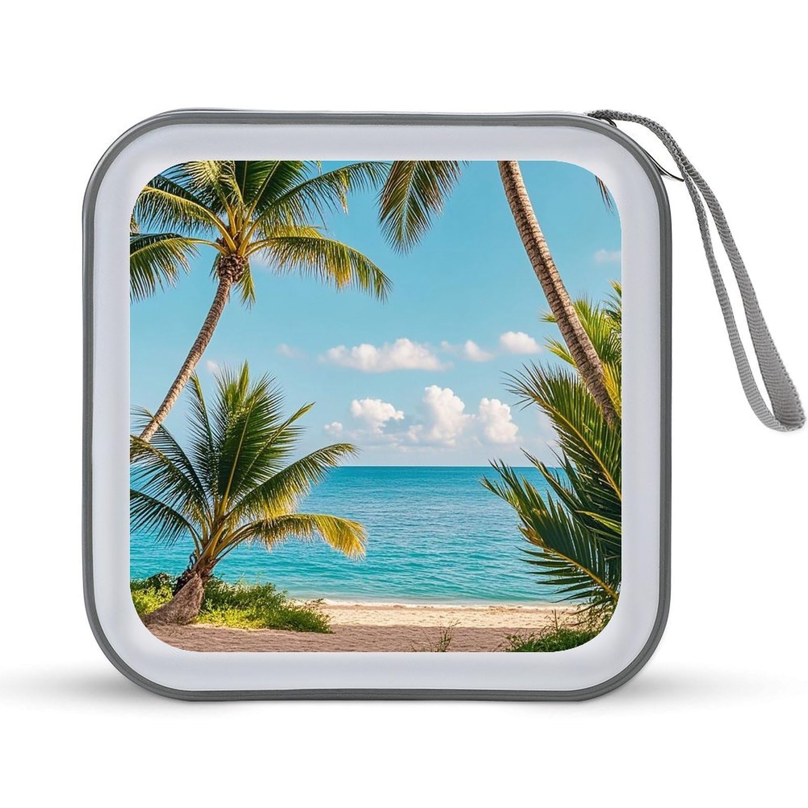 VstaDank Tropical Palm Trees DVD Case With Zipper Portable CD Case Hardshell DVD VCD Binder Storage Box EVA Protective Blu-ray Wallet 40 Capacity CD Wallet Movie Music Media Disc Wallets