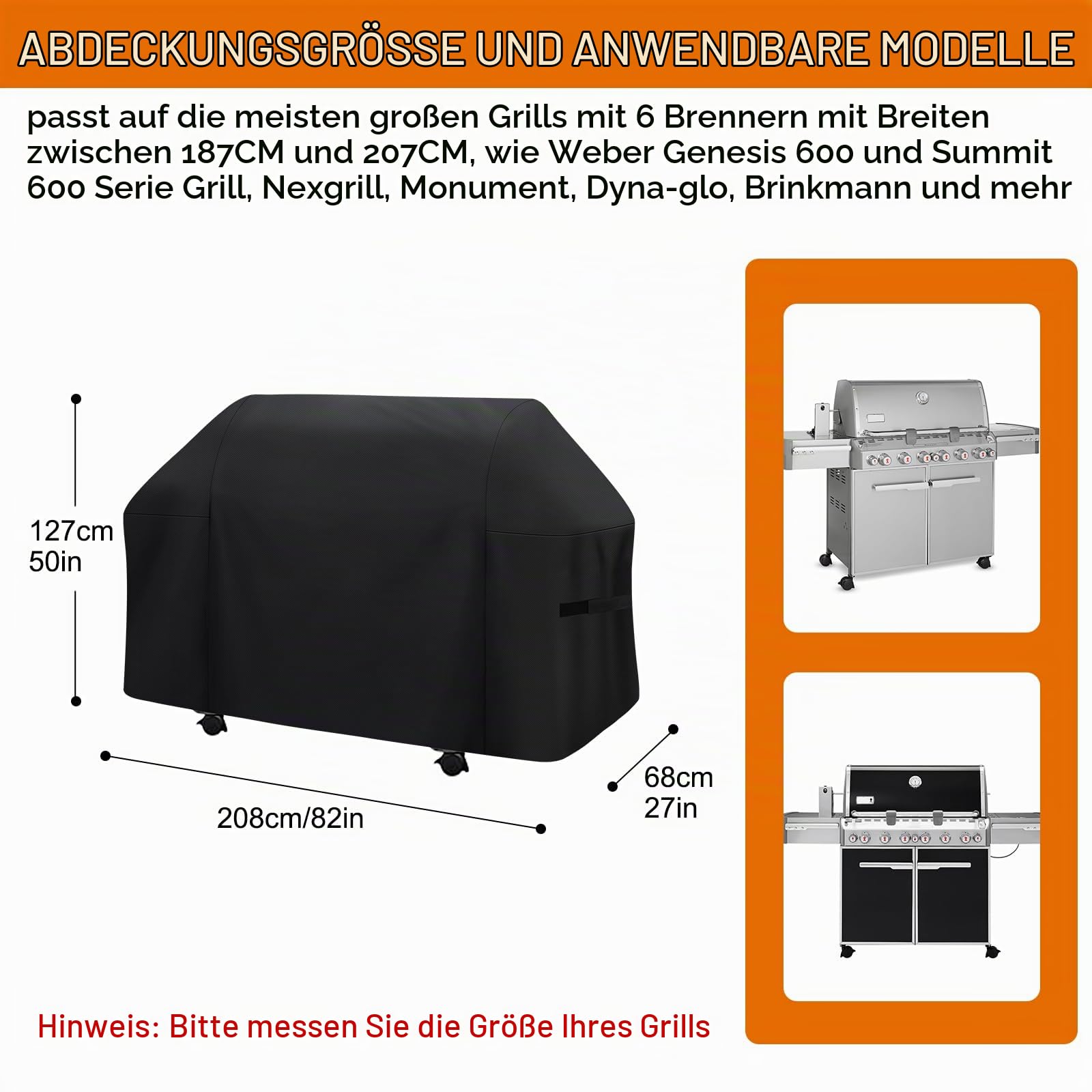 Grillabdeckung 208 cm - Grill Abdeckung für Weber Summit 600 Series, Genesis