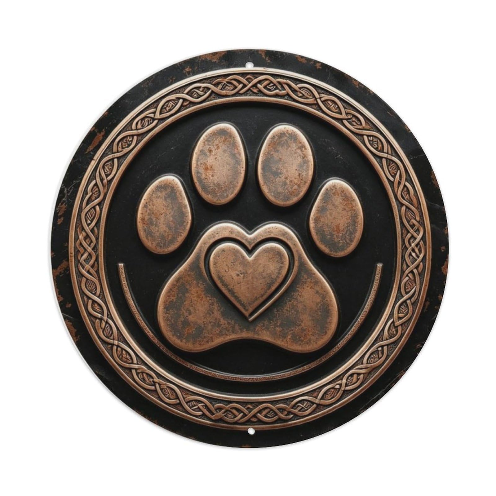 Paw Print with Heart Dog Lover Metal Tin Sign Plaque