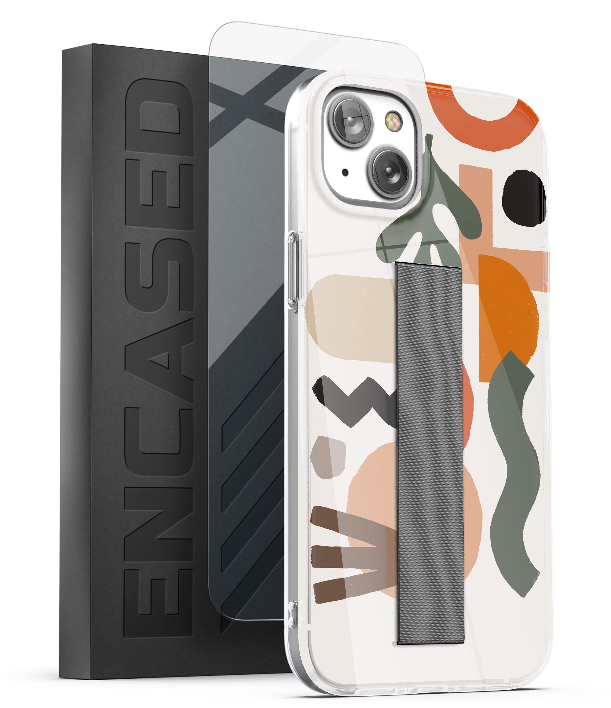Encased Bando Series - Custodia per iPhone 14 PRO MAX con passante per cinturino e pellicola protettiva (stampa leopardata