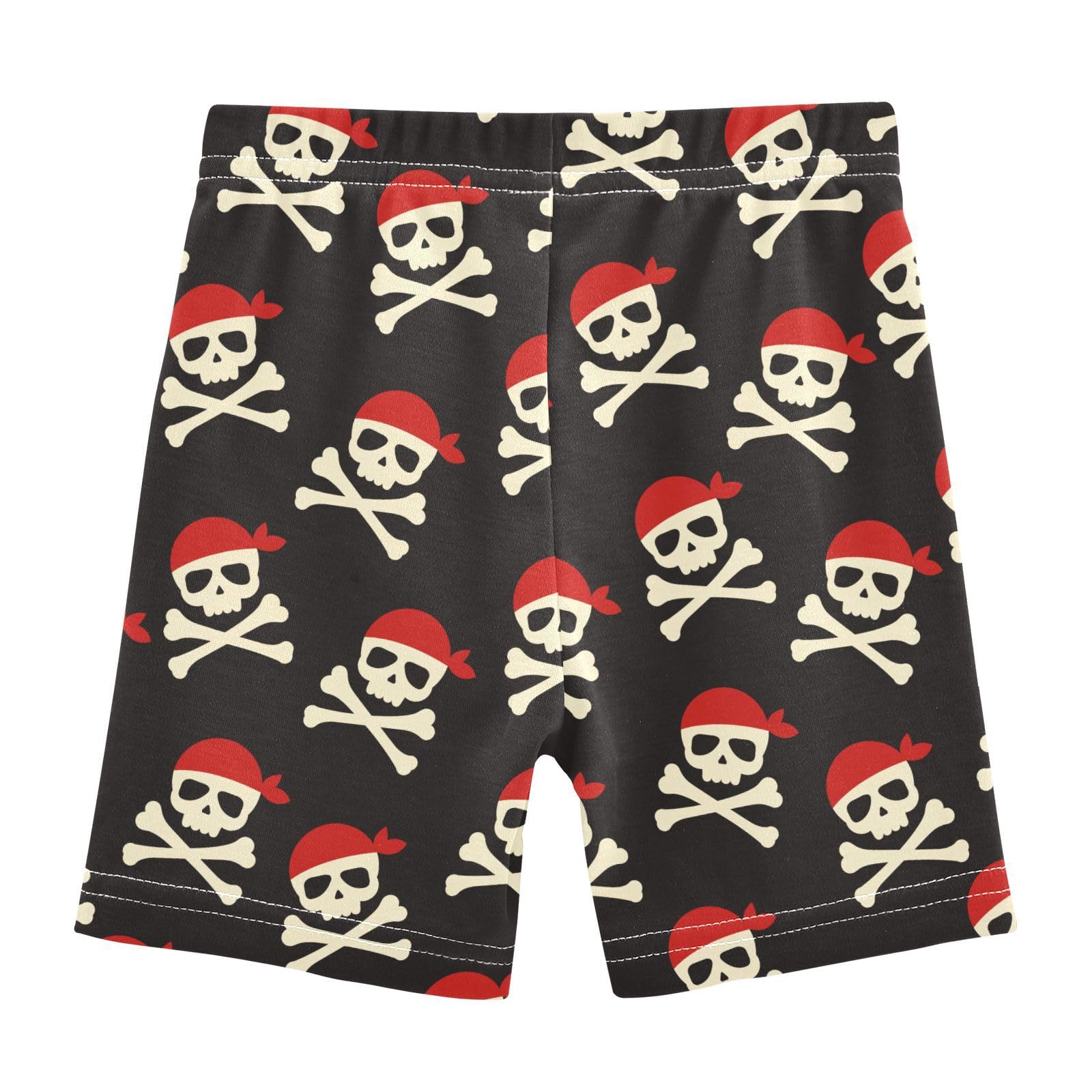 JHKKU Girls Pirate Skull Shorts Cotton Cartwheel Bike Kids Biker Under Dress Dance Short Girl Clothes 4T