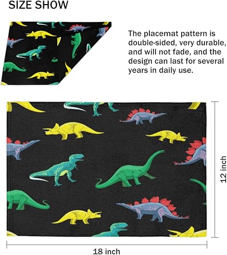 Miniatura 4 de Dinosaur Animals Placemats Set of 4 Table Mats Washable Placemat Waterproof Place Mats for Party Home Dining Table Decor 18x12 in