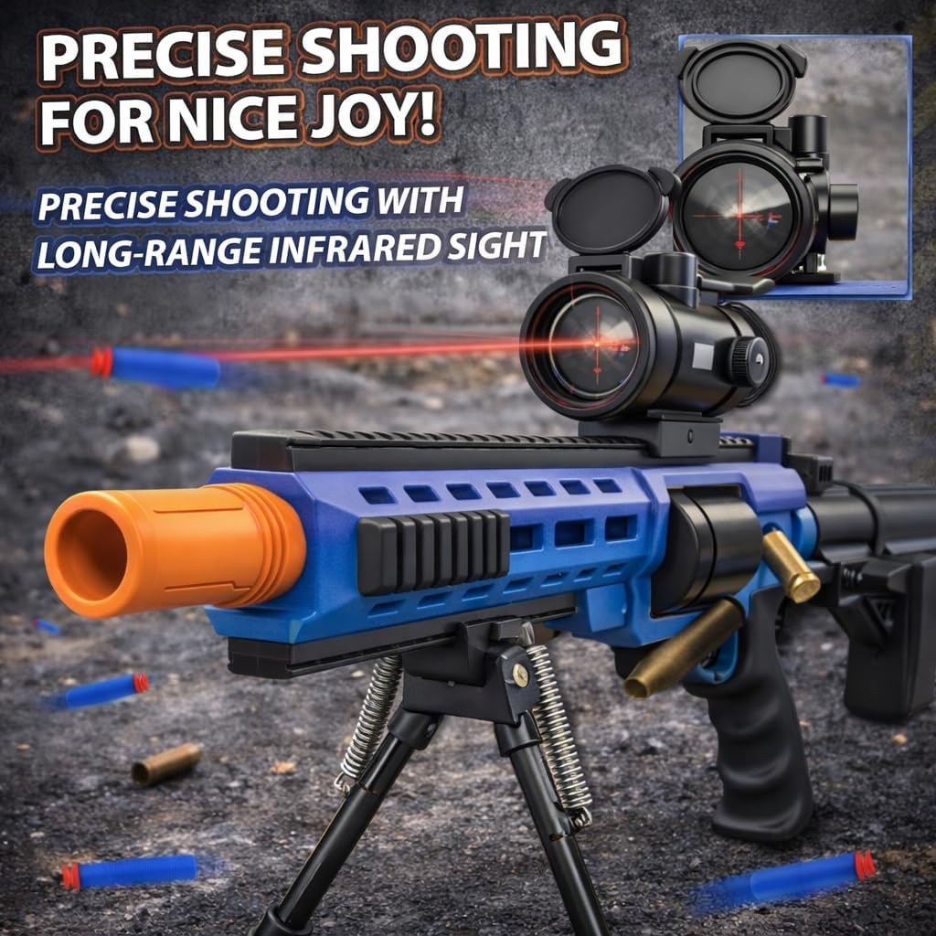 Realistic Toy Foam Blaster Sniper with Scope, Toddler Toy Dart Blaster with 120 Soft Foam Darts, Goggles, Air Pocket Technology Outdoor Game, Easter Basket Stuffers Kids Toys for Ages 8-12 Boys Girls