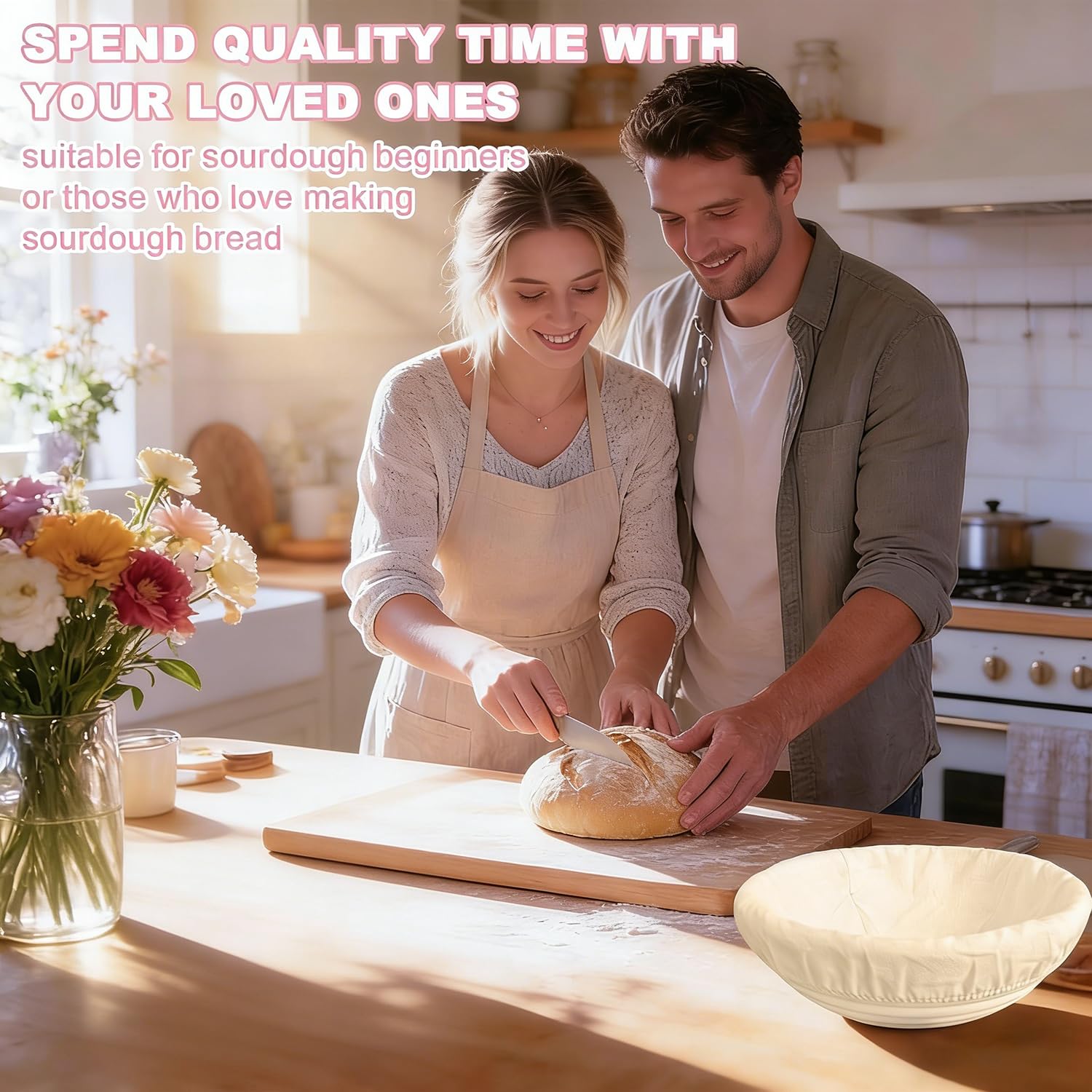 Banneton pour Pain Set, Banneton à Levage Artisanal, Panier à Levage en Rotin Naturel pour Pâte à Pain & Sourdough, Accessoire de Boulangerie Idéal pour la Maison et les Débutants