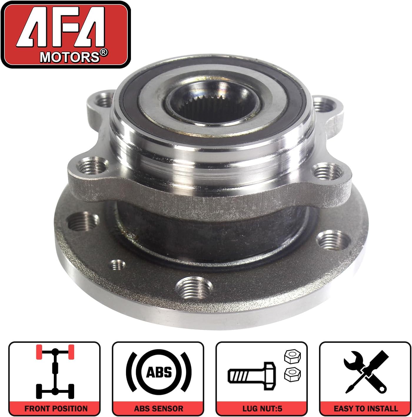 513253 Front Wheel Bearing Hub Assembly 5-Lug for Audi A3 Q3 TT Quattro, Volkswagen Beetle CC EOS Golf CTI Jetta Passat R32 Babbit Tiguan Hub Bearing Assembly 2Pcs