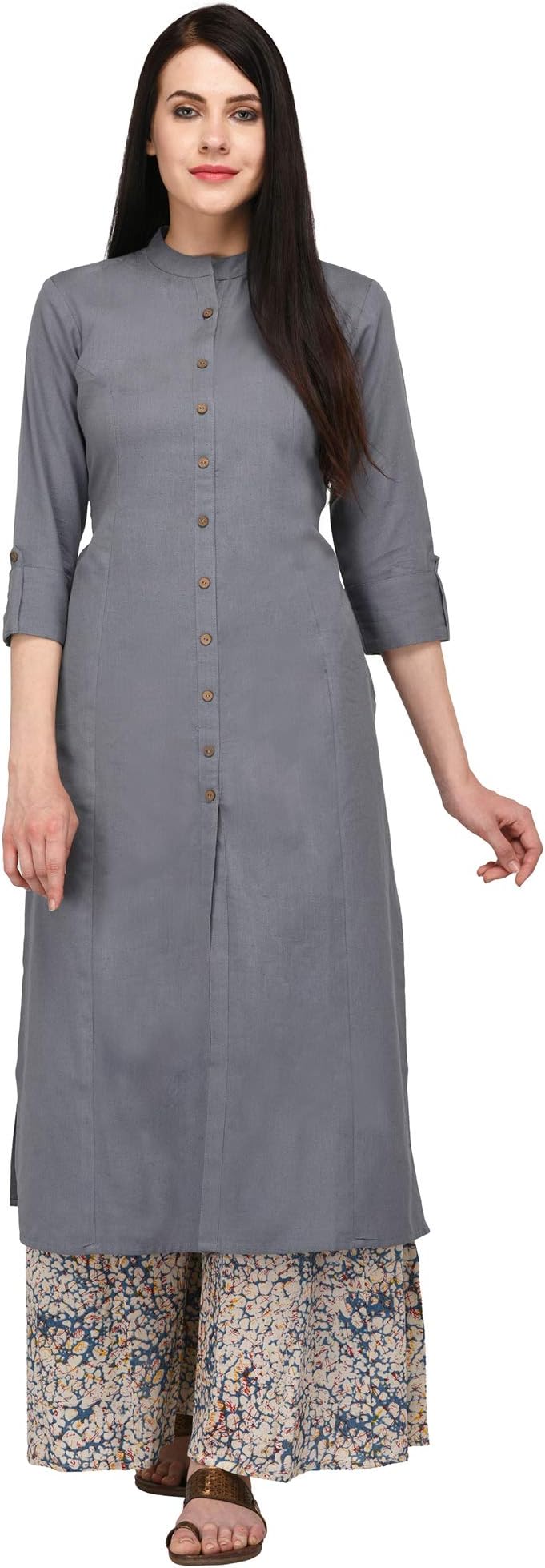 PISTAAWomen's Cotton Solid Kurta With Palazzo Bottom Set (KWTPRNTPZOMX)