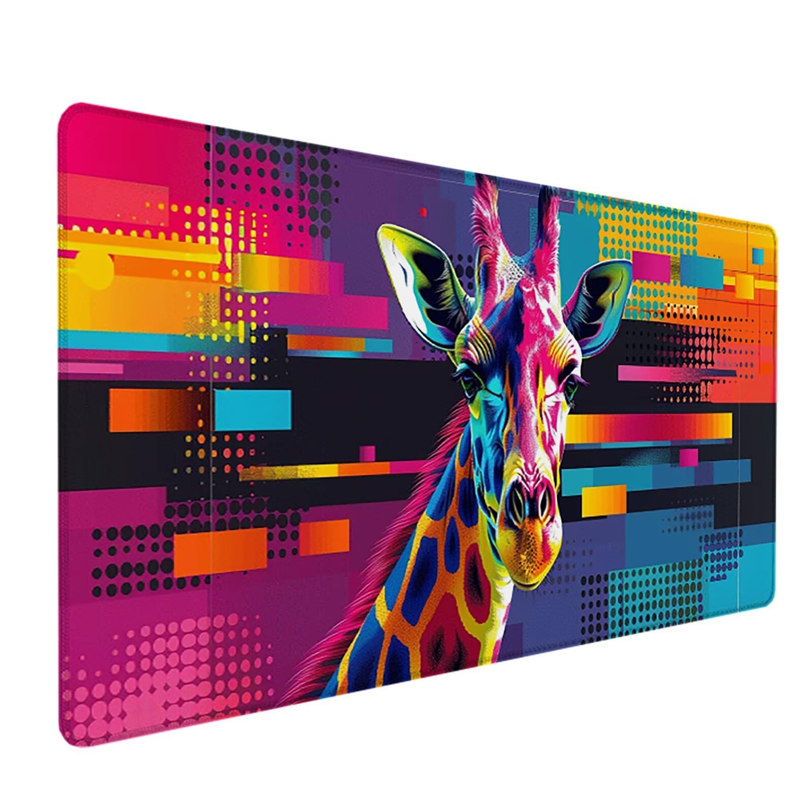 Jirafa Alfombrilla Ratón Gaming XXL 1500x800 mm, Alfombrilla Gaming Color Mousepad con Base de Goma Antideslizante, Impermeable Desk Mat para Teclado y Raton, Accesorios Gaming, Regalos de Hombre 9-Q