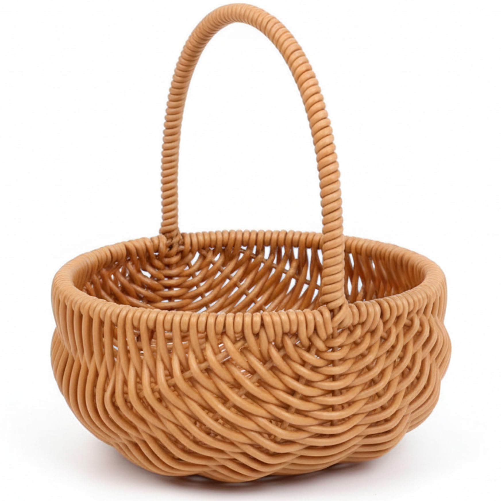 Wicker Easter Basket - Handwoven Small Basket for Easter Egg Hunt & Home Decor, sturdy Woven Baskets with Handle for Gifting, Flowers, and Storage - Wicker With Lid